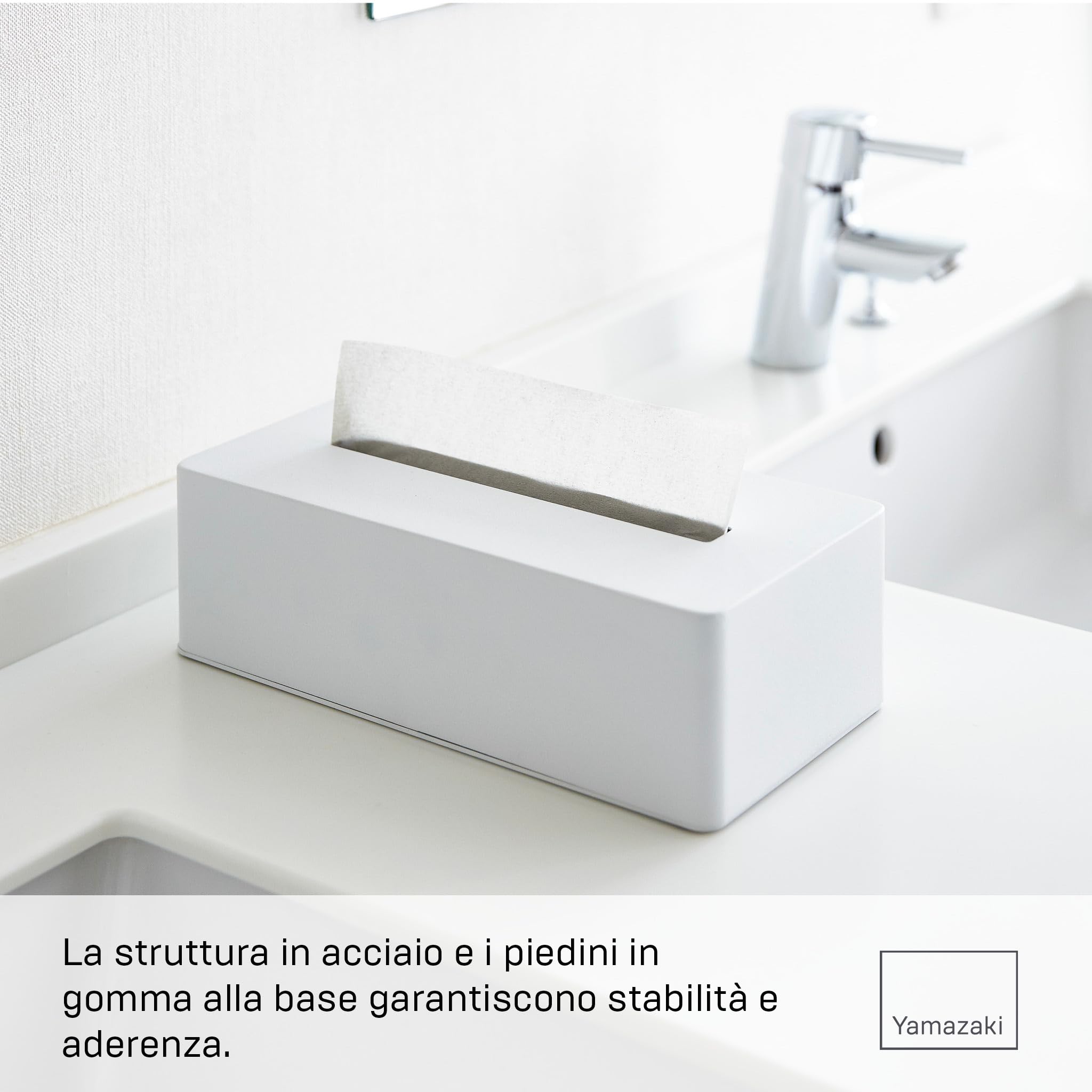 Yamazaki Coperchio della scatola Home | Acciaio | Custodia per fazzoletti, taglia unica, noce