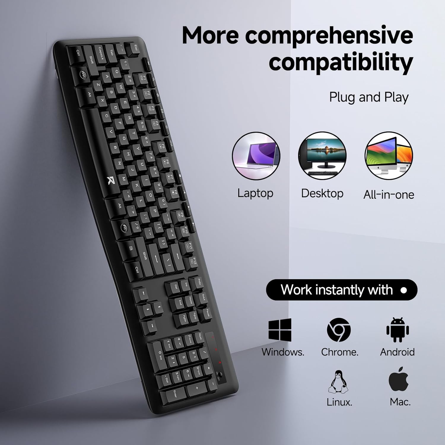 Redragon Wireless Keyboard, 2.4G Full-Sized Ergonomic Wireless Computer Keyboard with 10 Individual Multimedia Keys, Spill Resistant, for Mac OS Desktop/Laptop/PC BK7367 7 716QN+uoO2L. AC SL1500