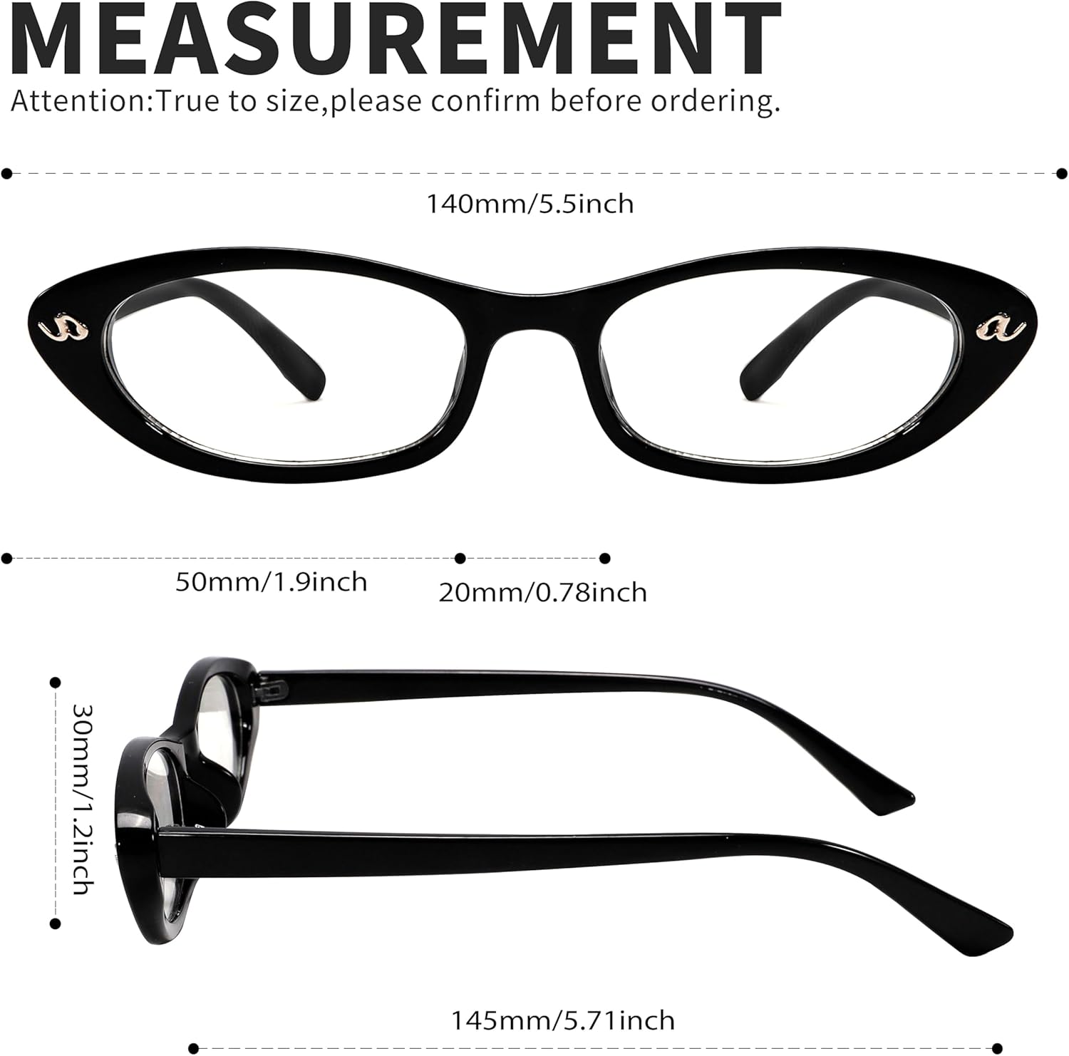 BOTEN Cat Eye Blue Light Blocking Glasses for Women Men Small Oval Eyeglasses Anti Glare Nerd Eyewear - Image 4