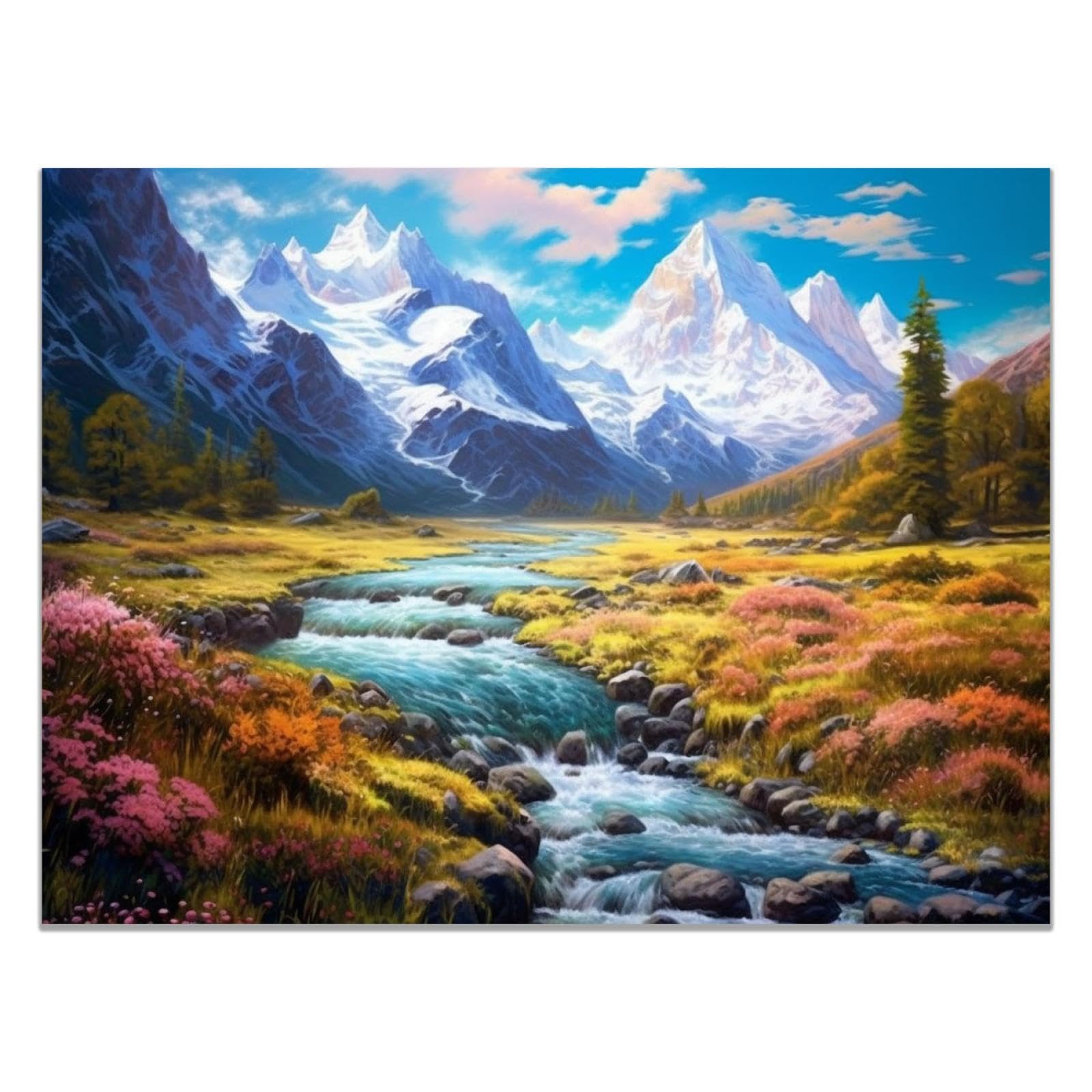Amazon.co.jp: ETKIN 山の風景画 自然の川 アートパネル 北欧