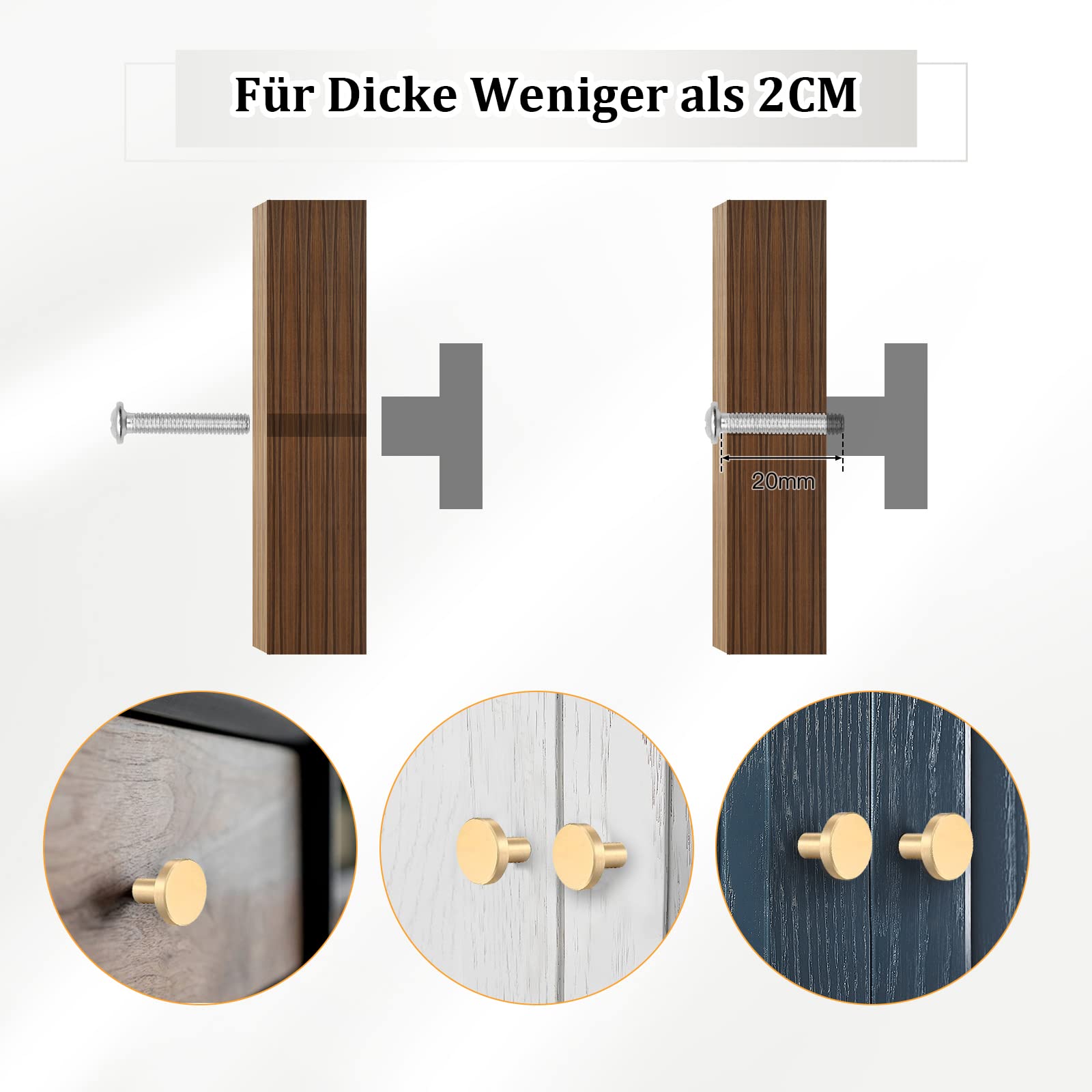 12 Pomelli Rotondi A Fungo Dorati - Per Armadi E Cassetti - Con Viti E Cacciavite - Design Moderno - Foto 12