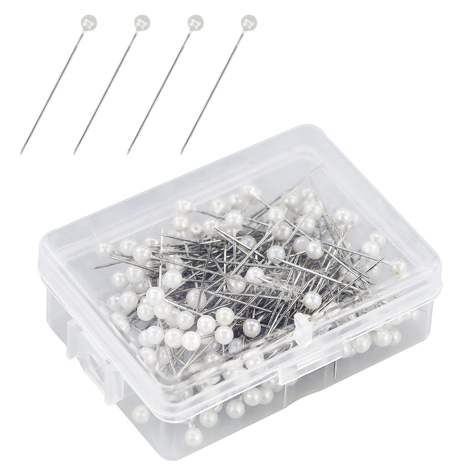 Longdenekhaliq White 200 Pcs Pearl Headed Pins - Wedding, Floral, Sewing, And Craft Pins, Wedding Pins Scarf Pins Sewing Pins Corsage Pins Quilting Pins For Bouquets, Scarves, Quilting, Corsages, And Decorations
