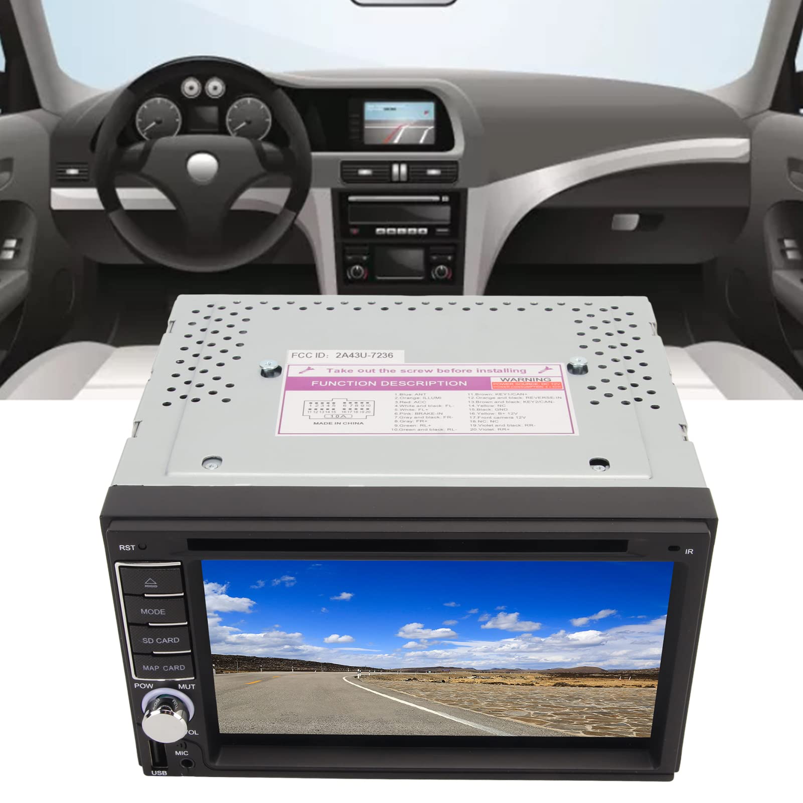 ASHATA Lecteur DVD de Voiture avec écran Tactile de 6,2 Pouces, Réveil