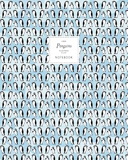 Penguins Notebook - Ruled Pages - 8x10 - Premium: (Ice Blue Edition) Fun notebook 192 ruled/lined pages (8x10 inches / 20.3x25.4 cm / Large Jotter)
