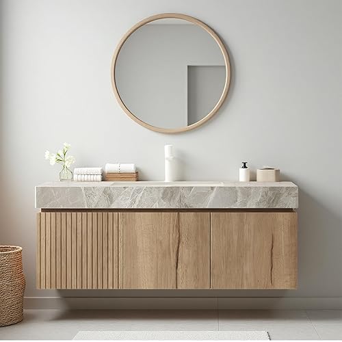 Ambrovina 48" Floating Bathroom Vanity with Sink, Modern Plywood Bathroom