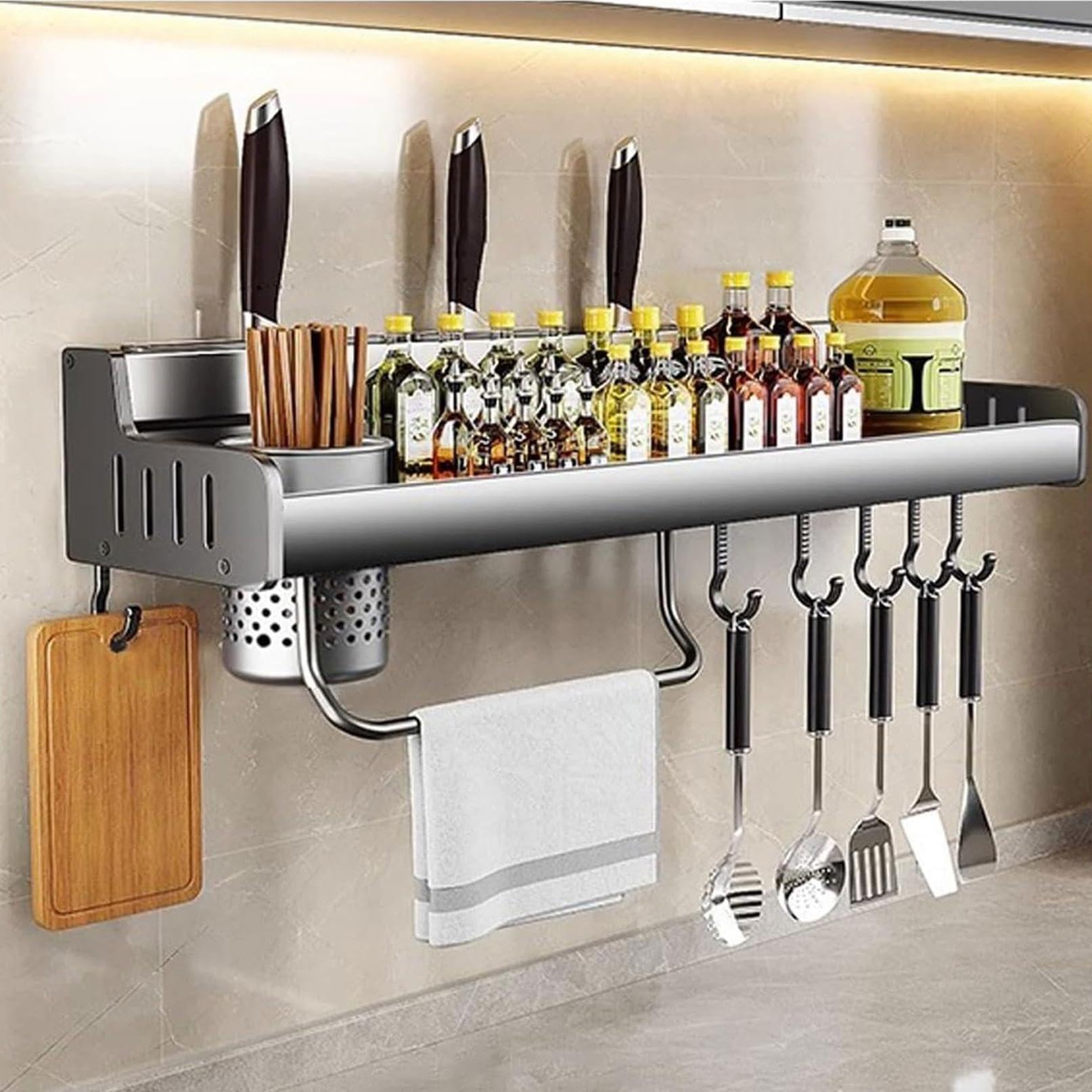 XLANDALYUEFA Wall Mount Spice Rack No Drill 40-80cm