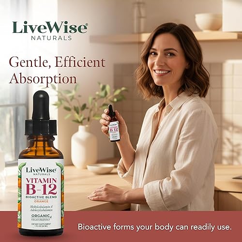 Miniatura 15 de Liquid B12 Vitamina Sublingual – Vitamina líquida totalmente natural vegana B12 gotas – Suplemento sin OGM Adenosylcobalamina metilcobalamina B12
