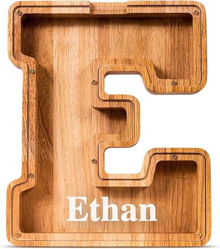 AlcancĂa grande de madera con nombre personalizado para niños y niñas, alfabetos, letras A-Z, monedas, billetes, cambio de dinero, caja bancaria con AlcancĂa grande de madera con nombre personalizado para niños y niñas, alfabetos, letras A-Z, monedas, billetes, cambio de dinero, caja bancaria con