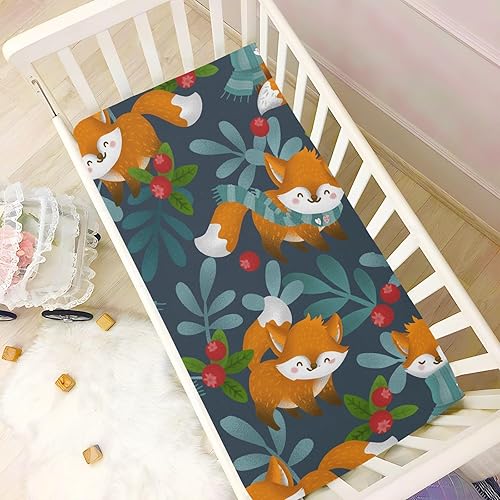 Miniatura 6 de Sábanas de cuna de zorro de bosque de invierno para bebé, sábanas suaves y transpirables para cuna, lavables a máquina, sábanas de paquete y juego