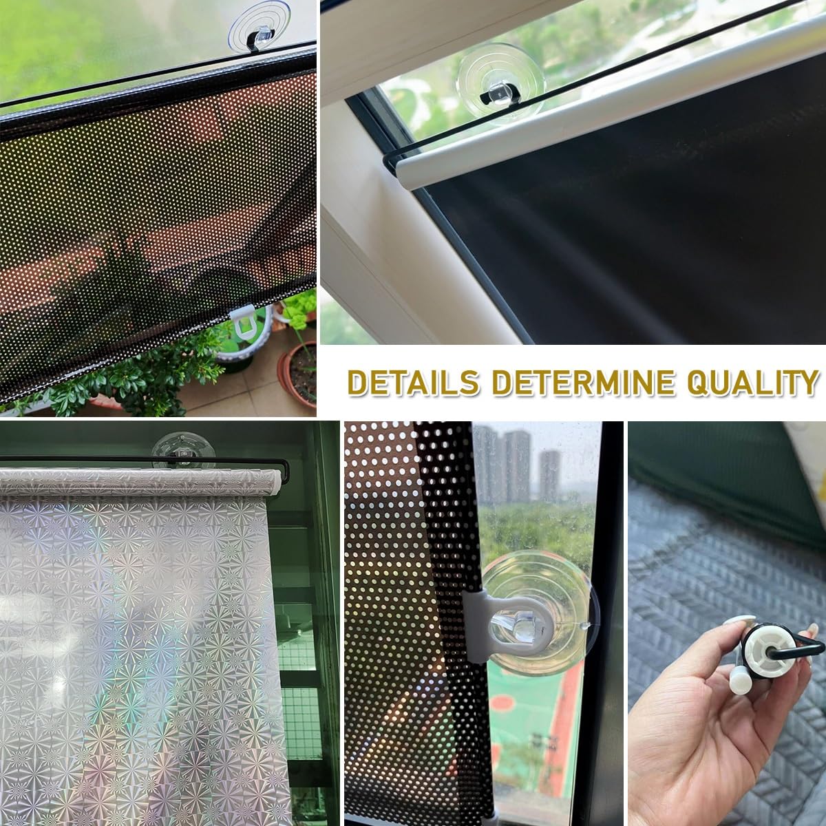 Tenda a Rolo Retrattile per Finestre, 4 Stili 80%-99% Blocco della Luce, Isolamento Termico Protezione con Ventose e Ganci Adesivi per Casa Ufficio Lucernario Auto(Laser,W78 x H200cm)
