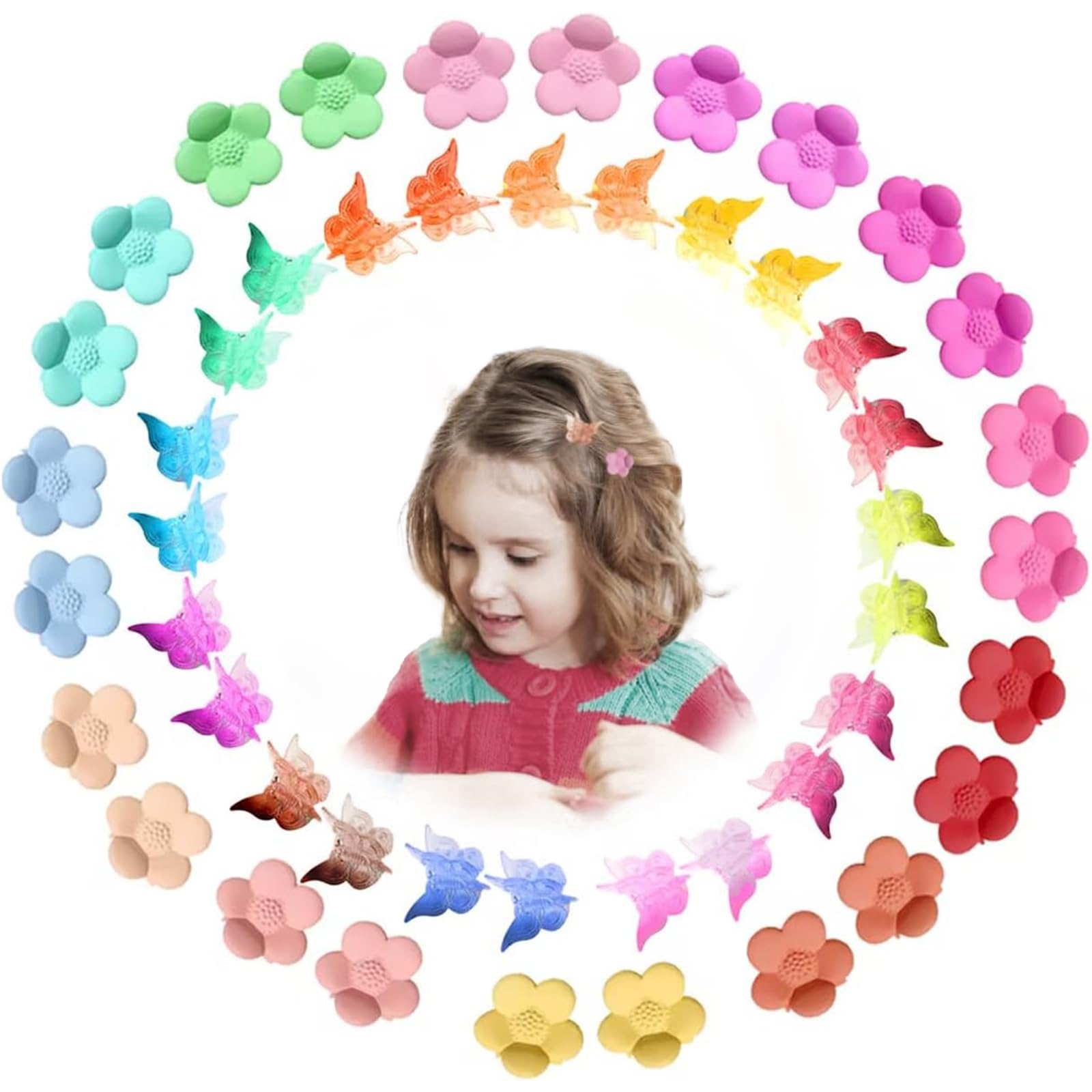 24 Piezas Mini Pinzas para El Pelo de Mariposa Y 24 Piezas para el Pelo de Flores, Horquillas Pelo en Forma de Multicolor Mini, accesorios para el cabello para mujeres y niñas (multicolor)