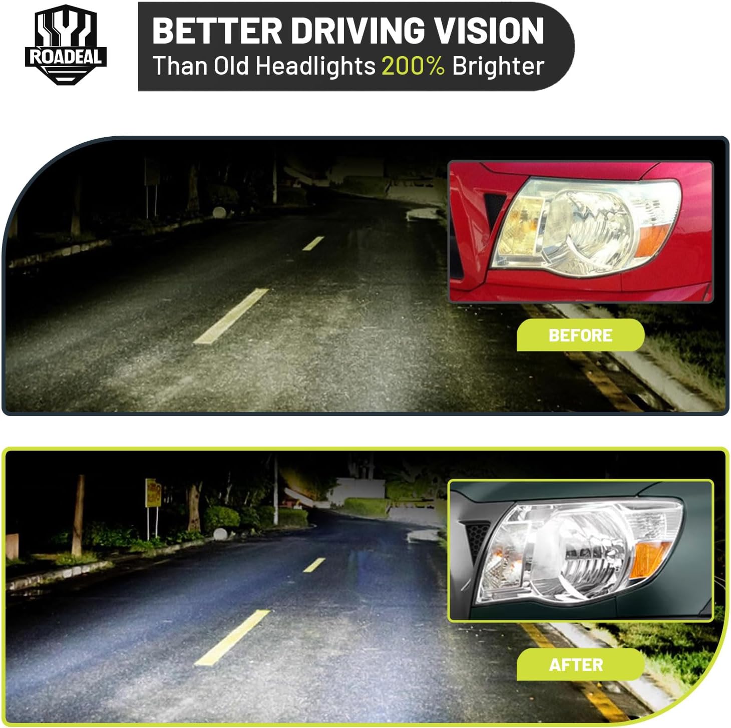 Headlights W/Bulbs for 2005 2006 2007 2008 2009 2010 2011 Toyota Tacoma Halogen Headlamp Replacement Driver & Passenger Side