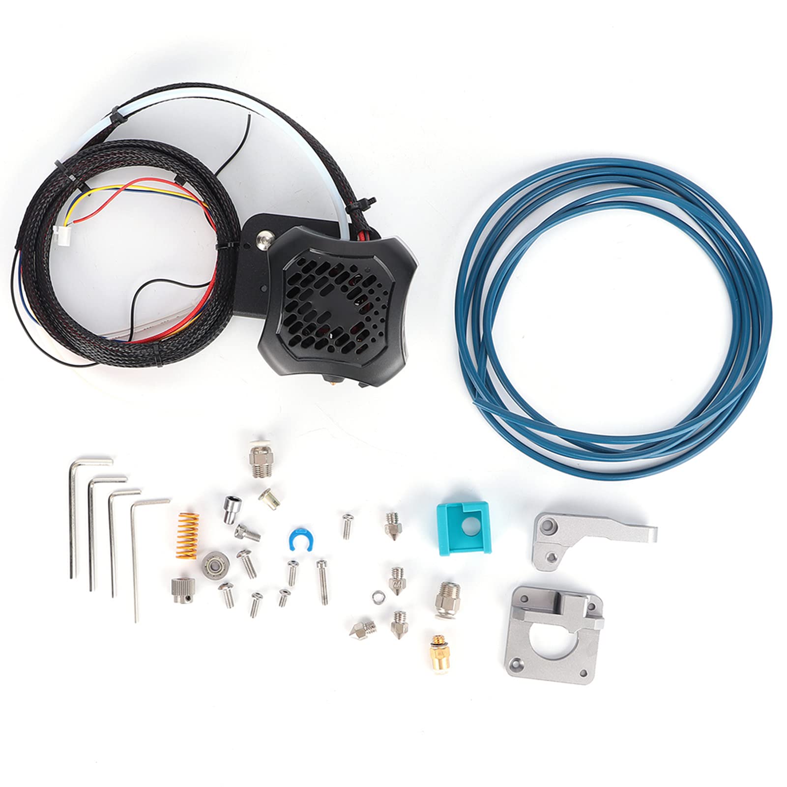Full Extruder Assembled Kit Set with PTFE Tube and 0.4mm Brass Nozzle, DC24V, Compatible with Ender 3 V2, Fan Design for Efficient Heat Dissipation, Stable Printing Performa
