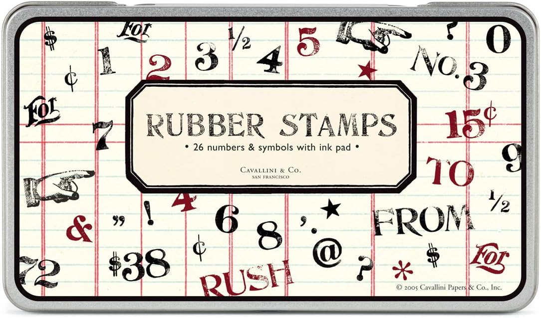 Cavallini Rubber Stamps Numbers & Symbols, Assorted with