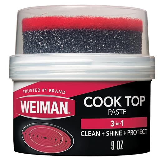 Weiman Cooktop Cleaner Paste, Easily Remove Burned-On Food, Grease and Watermarks, Leaving Your Glass Cook Top Sparkling