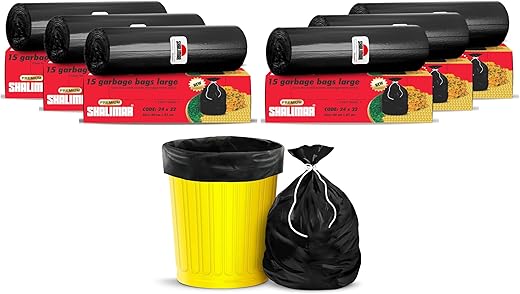 Shalimar Premium Garbage Bags ( Lavender Fragrance ) Size 24 X 32 Inches (Large) 90 Bags (6 Rolls) Dustbin Bag/Trash Bag – Black Color