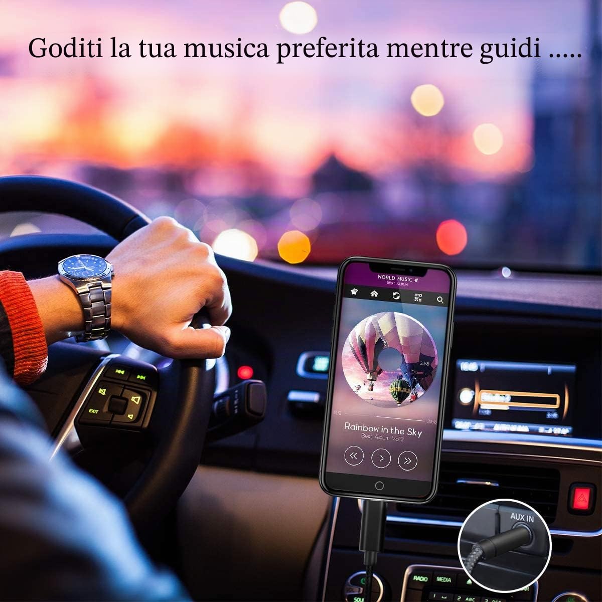 Cavo Aux iPhone MFi Lightning Jack 3,5mm per Auto iPhone 13 Pro Max 12
