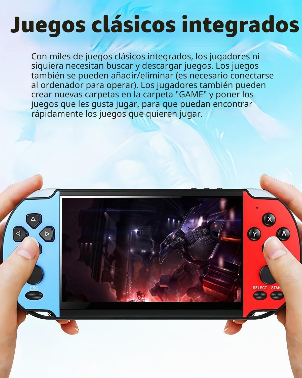 JXD 5.1 Pulgadas Retro Consola de Juegos portátil multifunción Múltiples emuladores Juegos Integrados Salida de vídeo/música/TV Viajes/Aire Libre/Ocio Entretenimiento Regalo de cumpleaños/Navidad