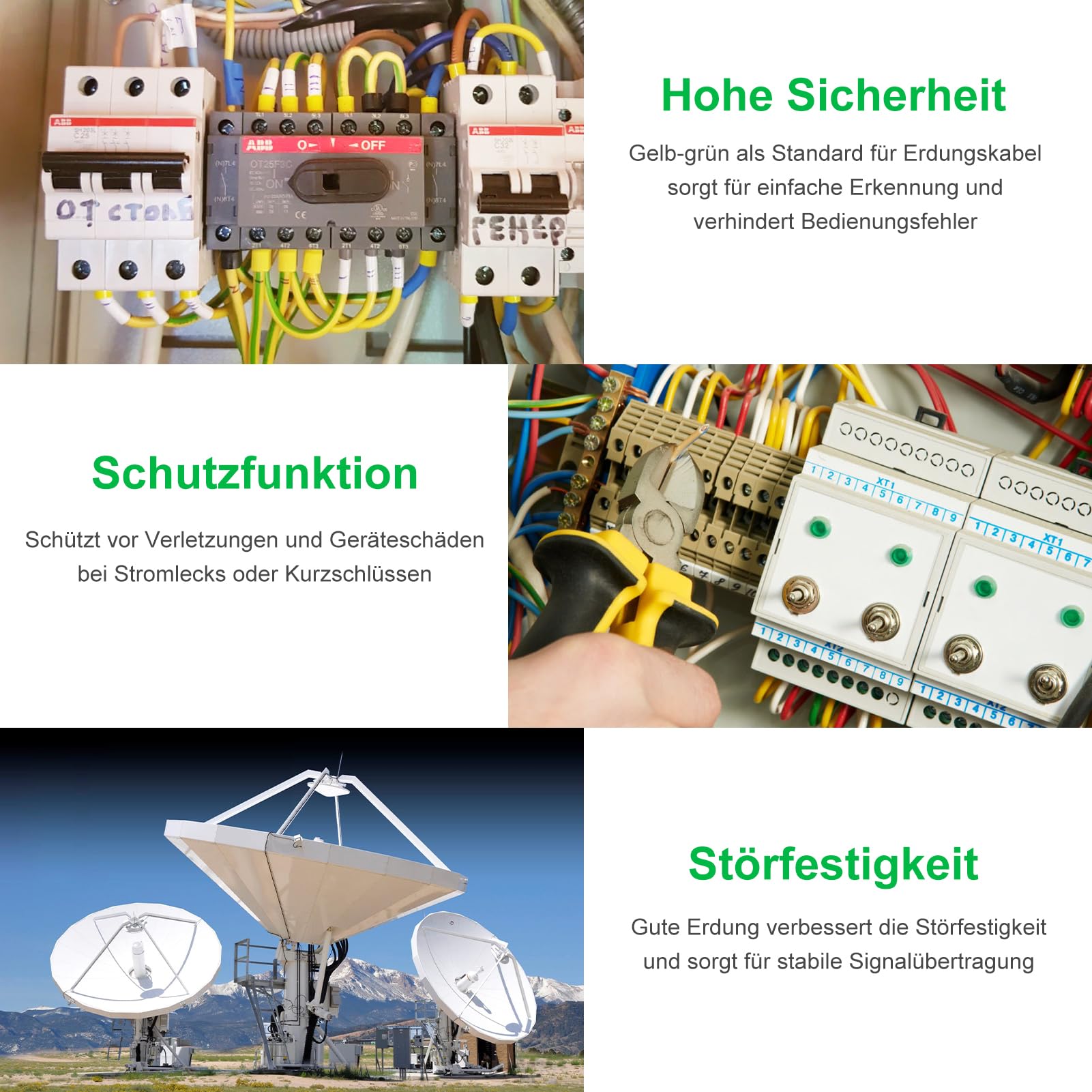 LightingWill Câble de terre flexible en PVC vert et jaune 30 m, 1 x 6 mm², 6 mm², pour applications de mise à la terre et installations électriques