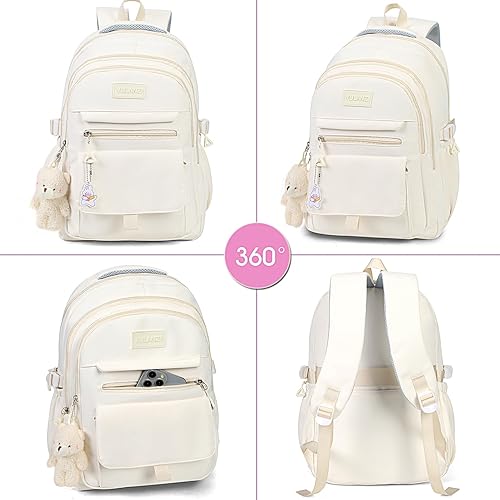 Miniatura 6 de Mochila PRLINJSK para niñas, mochila para estudiantes de universidad, secundaria y primaria, linda mochila estética para adolescentes y mujeres con