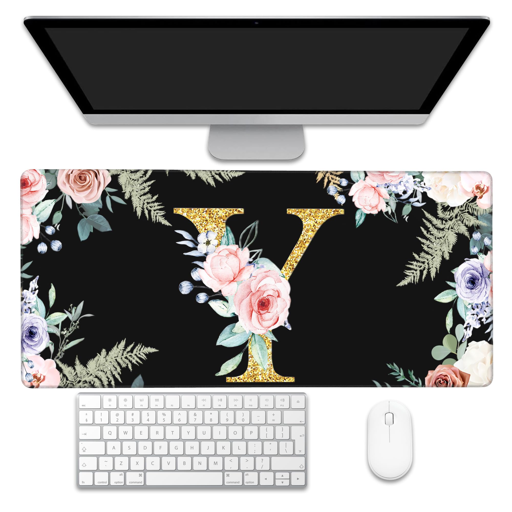 Tapis de souris de jeu antidérapant à bords cousus pour clavier - 8