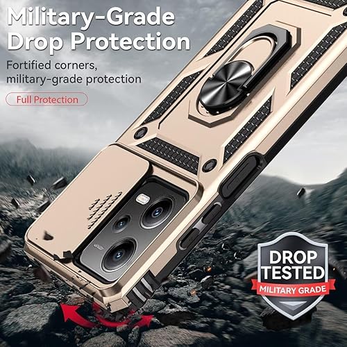 Vista 22 de Funda para Redmi Note 12 Pro Case/Poco X5 Pro 22101320G Funda con protector de pantalla de vidrio templado y cubierta de cámara deslizante, soporte