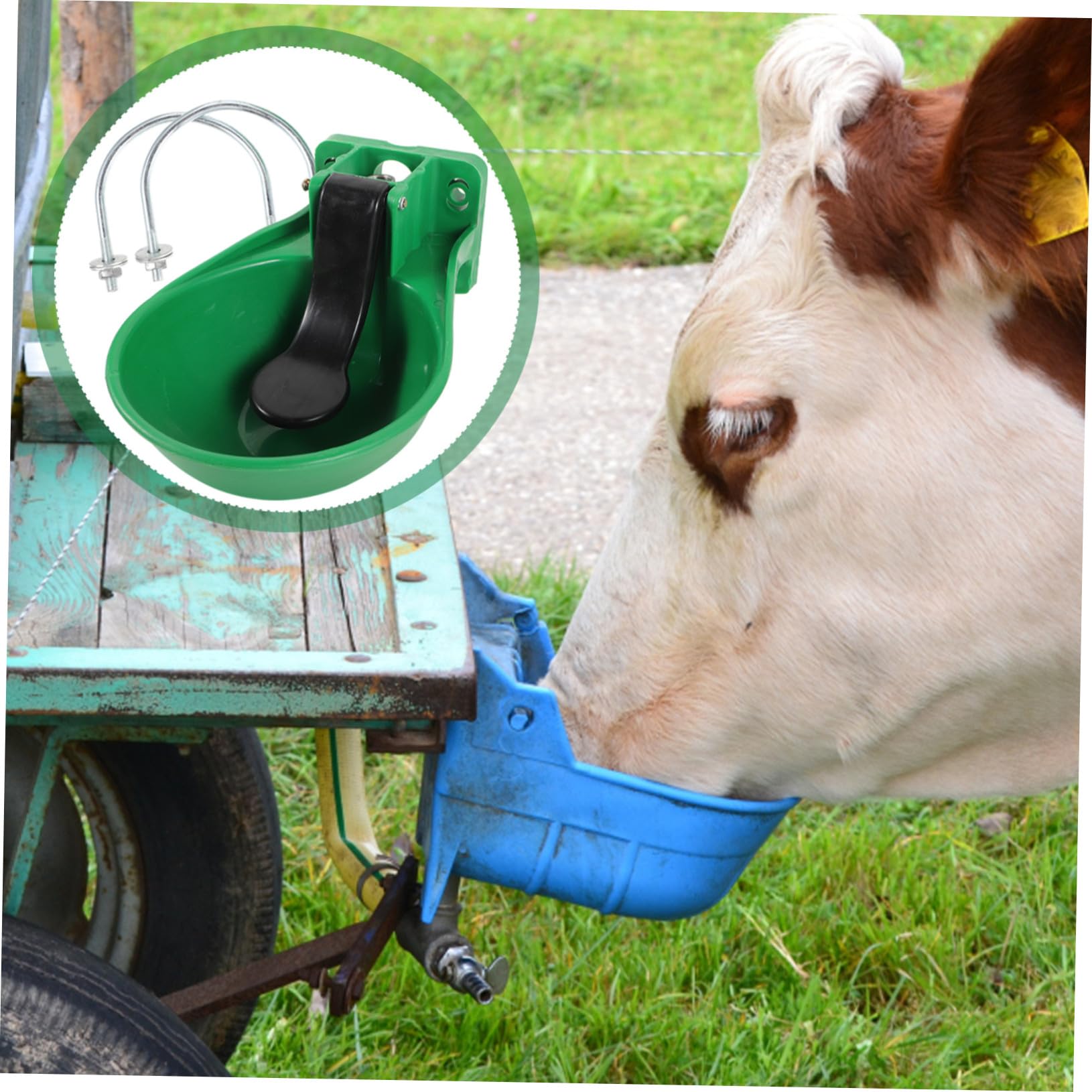 ibasenice Ciotola Automatica per Acqua Potabile Mucche da Bestiame Grande Capacità in Plastico Valvola in Rame Antiperdita Abbeveratoio Verde per Allevamento