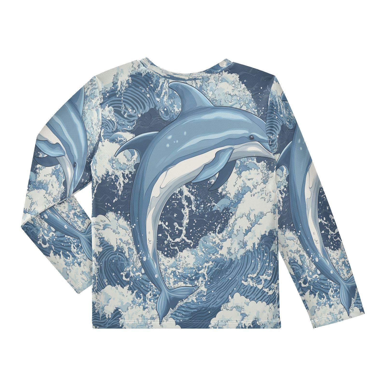 Dolphin Ocean Blue Boy's Rash Guard Swim Shirt Long Sleeve Sun Shirt for Kids Toddlers UPF50+ 4T