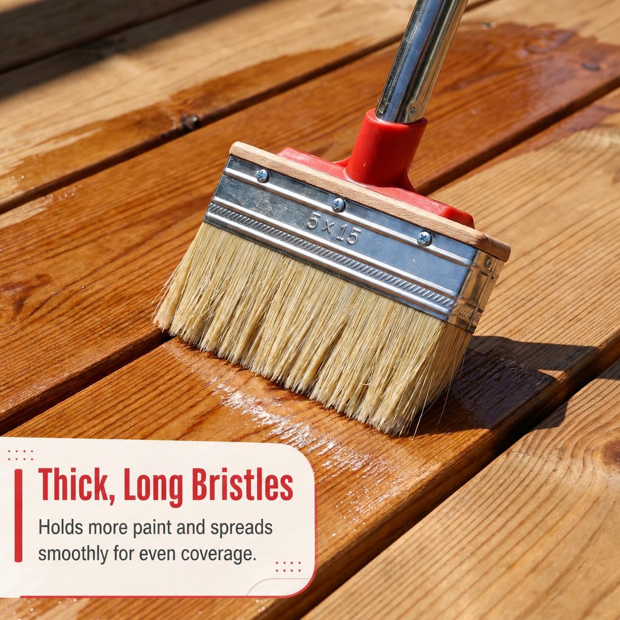 Bates- 6 Inch Deck Stain Brush, 77" Long Handle, Deck Stain Applicator for Wood, Fence, Wall, 3" Paint Brush