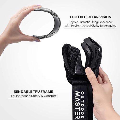 Miniatura 147 de OutdoorMaster - Gafas de esquí/snowboard para hombres, mujeres y jóvenes, 100% protección contra rayos ultravioleta, para usar sobre los anteojos