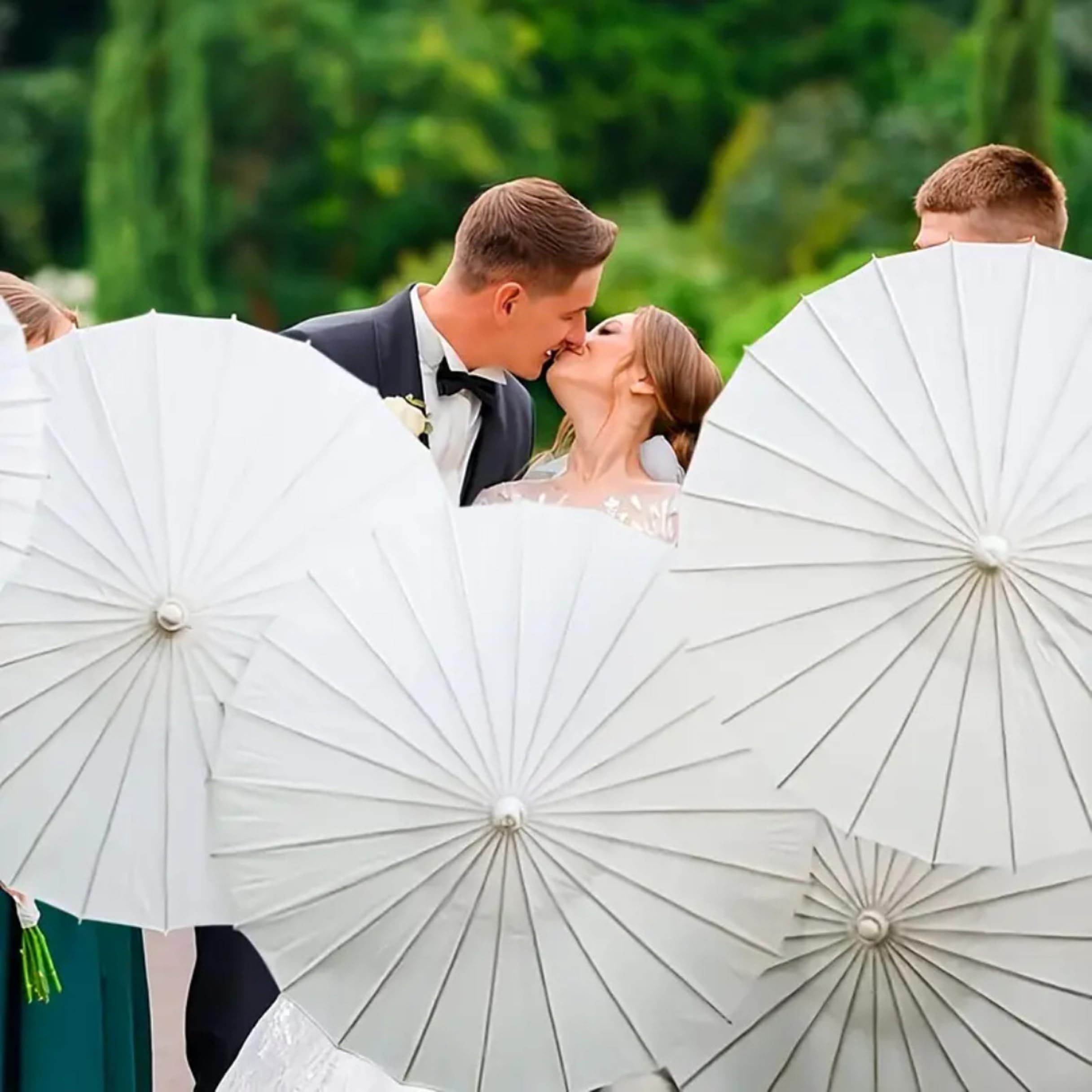Sonnenschirme für Hochzeiten Papierschirme 6er-Set Sonnenschirme für Hochzeitsgäste Sonnenschutz & dekorative für Hochzeiten Weiß ø84cm/33.07inch