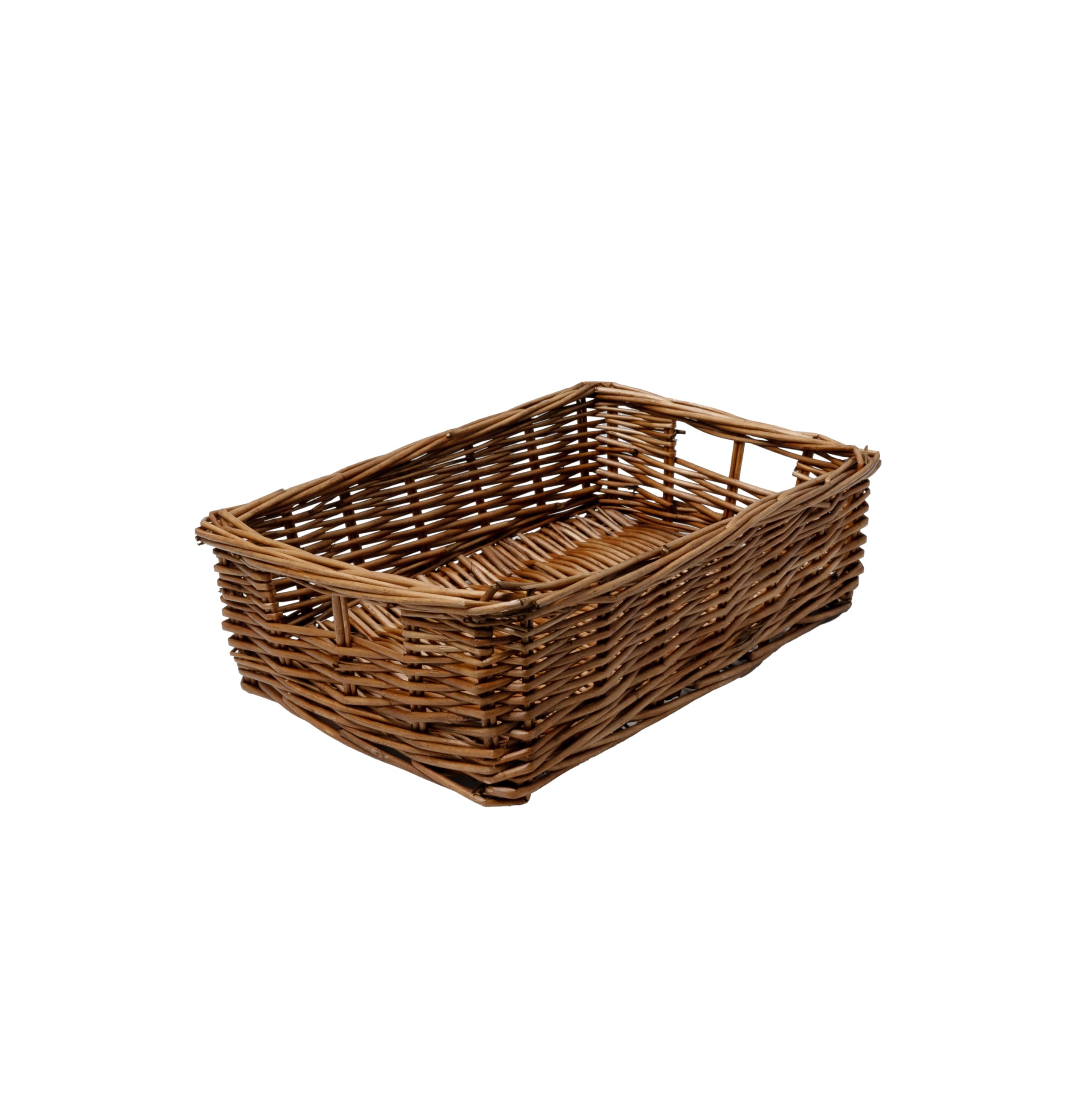 Arthur Cameron Distilled Brown - Rectangular Shallow Wicker Storage Tray - Hand-Woven By Skilled Artisans In Northern China, An Organiser Basket Is The Perfect Home Storage Solution (, Extra Small)