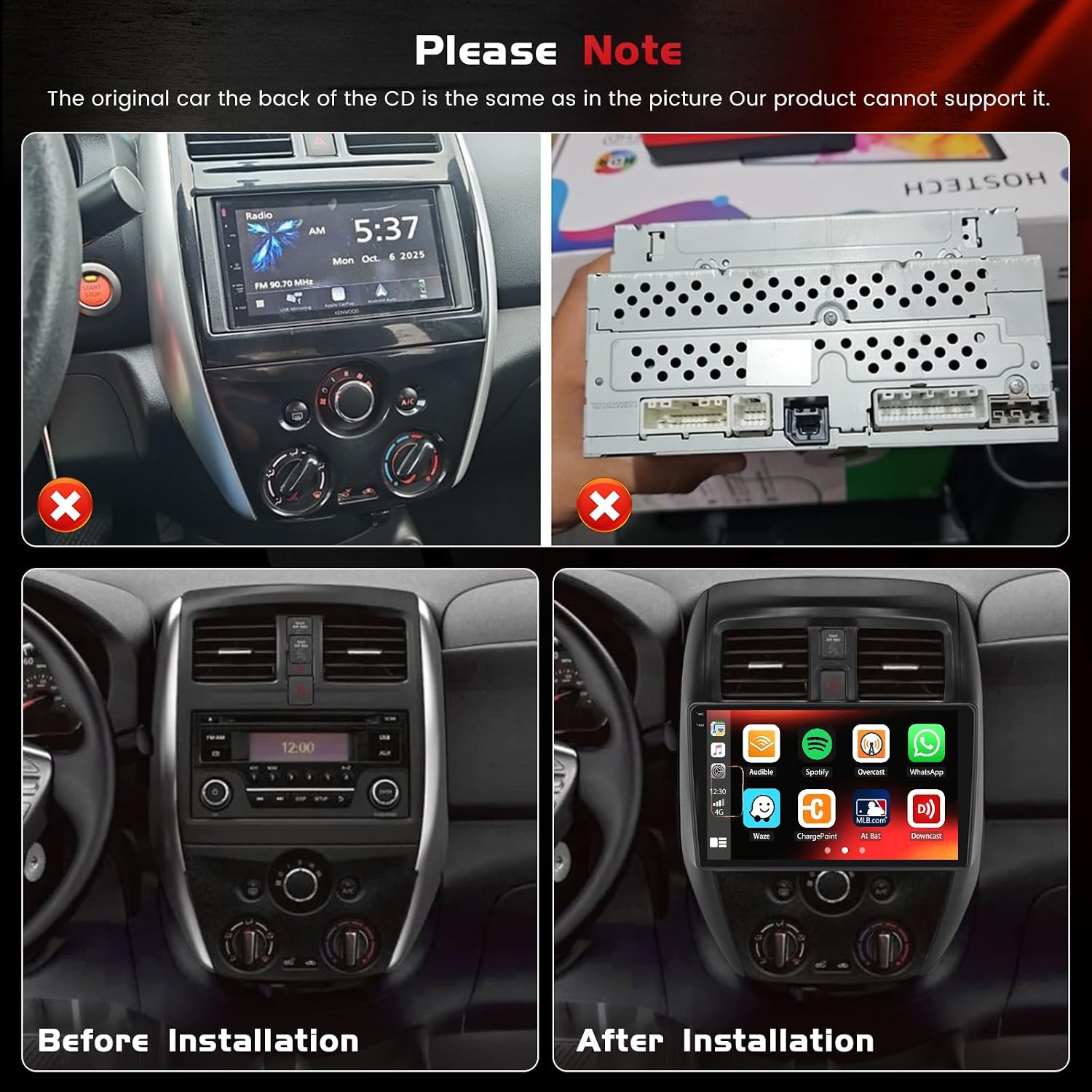 4+128GB Android 15 Car Radio for Nissan Versa Sedan 2015-2019 Wireless Carplay Android Auto, 10.1" 1280 * 720P in-Cell Touch Screen Car Stereo WiFi Bluetooth GPS FM/RDS EQ Backup Camera MIC