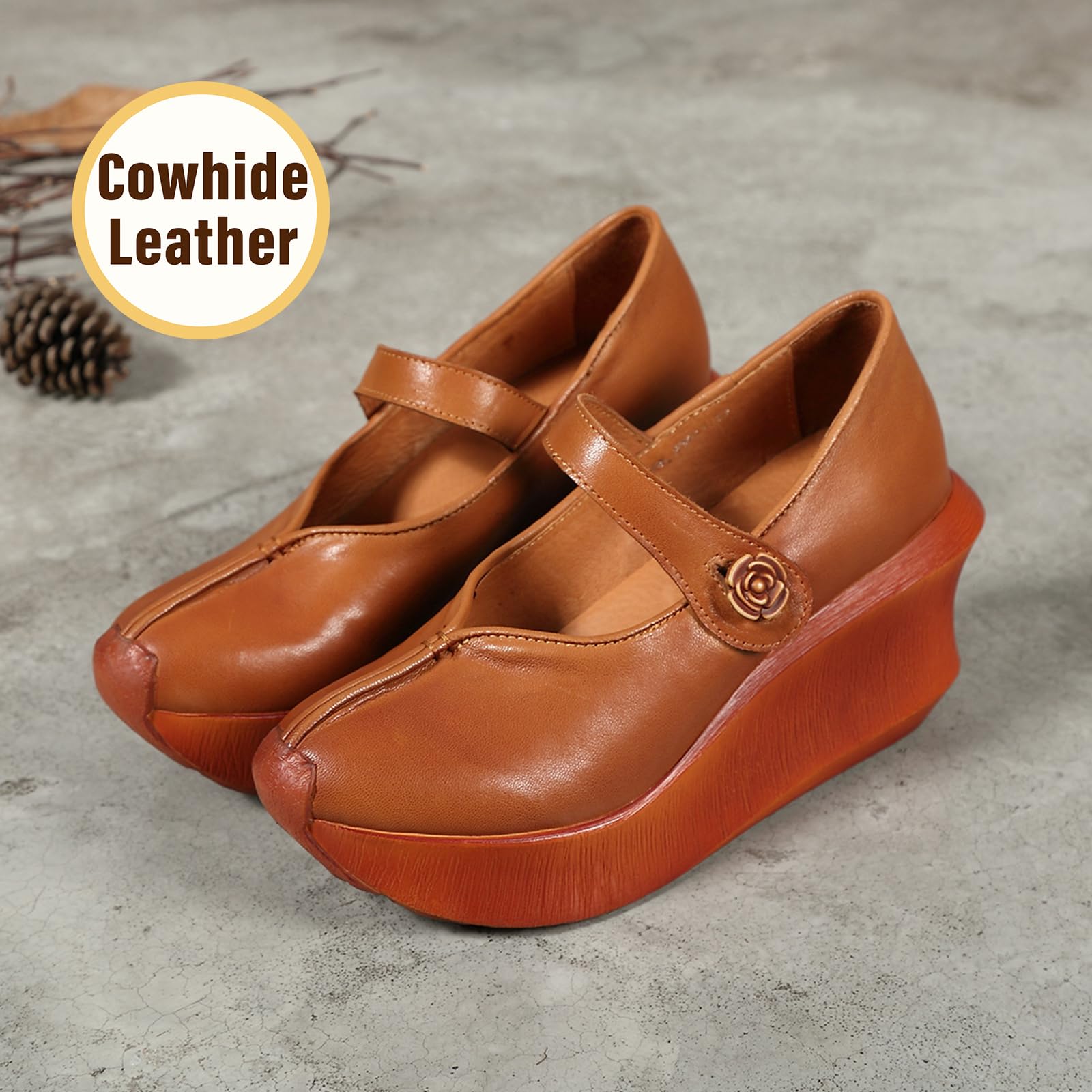 Zapatos Mary Jane Cuero Mujer Casual cuña | viajes de vacaciones, paseos campestres, ocasiones de compras, conjuntos diarios, forma de punta clásica