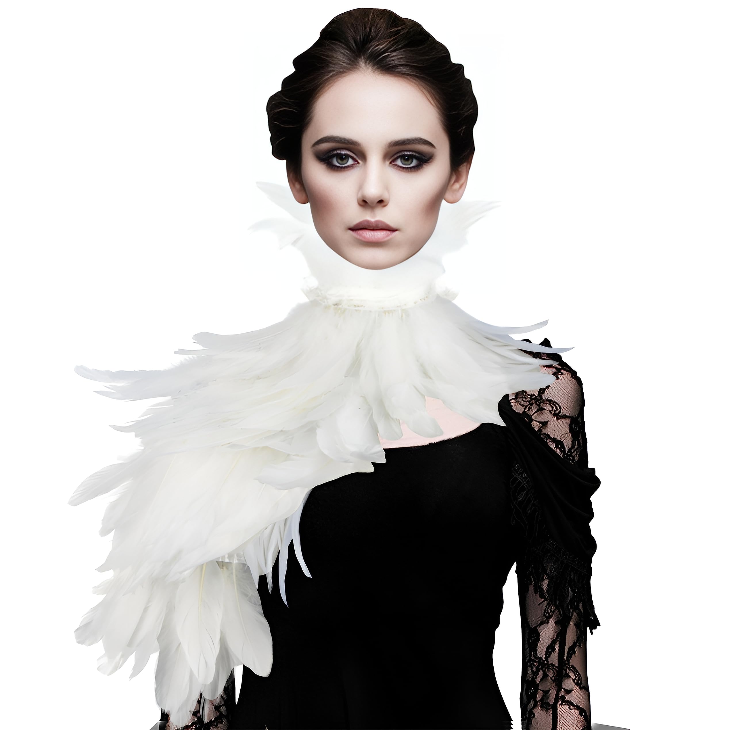 Feather Cape Shawl Costume Black Witch Wings Collar Adult Crow Neck