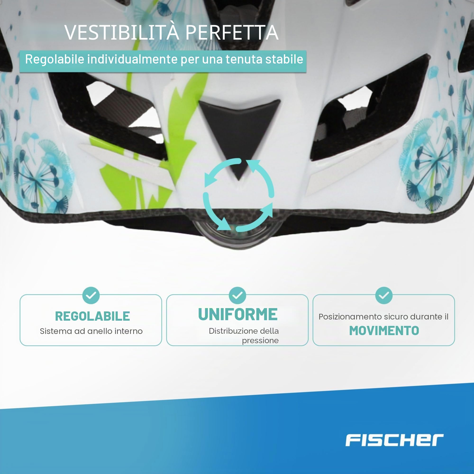 FISCHER adulti Urban Flowers Casco da bici, Blu/Bianco/Verde, S/M