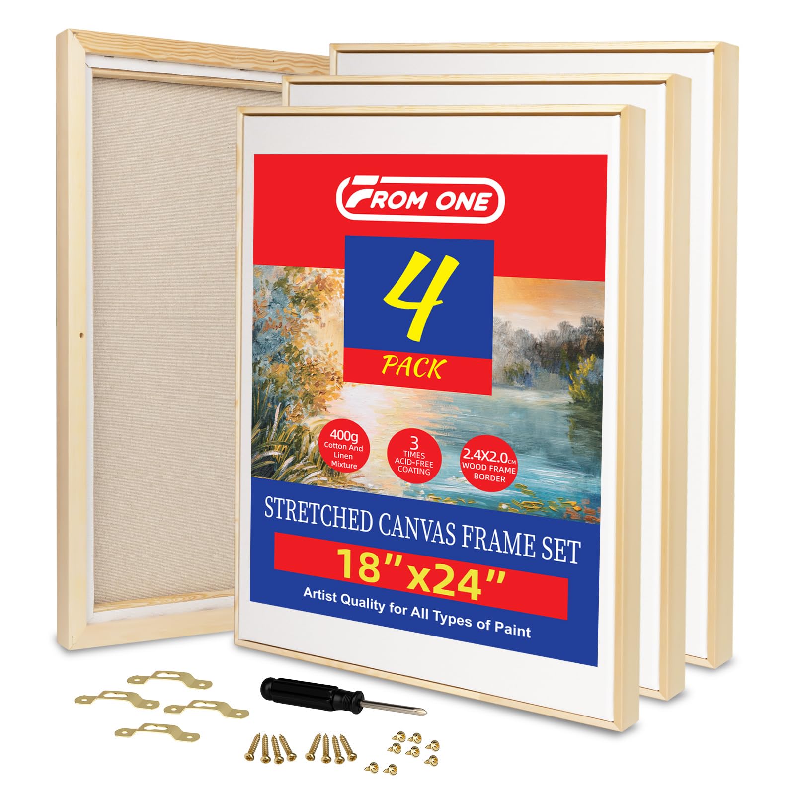 4 Pack 45x60 cm Floater Frame Canvas– Wooden Gallery Wall Set