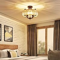 Vista 13 de AGV LIGHTING CL005BB K9 Crystal Semi Flush Mount Ceiling Light Fixture, Modern Design, E12 Base 3-Lights, D13 x H15, Chrome & Matte Black Finish