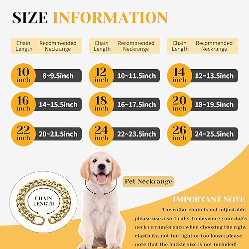 Miniatura 4 de Collar de Perro de 19MM de Grosor, Collar de Cadena de Perro de Metal Ligero con Chapado en Oro de 18K, Collar de Eslabones Cubanos para Perros