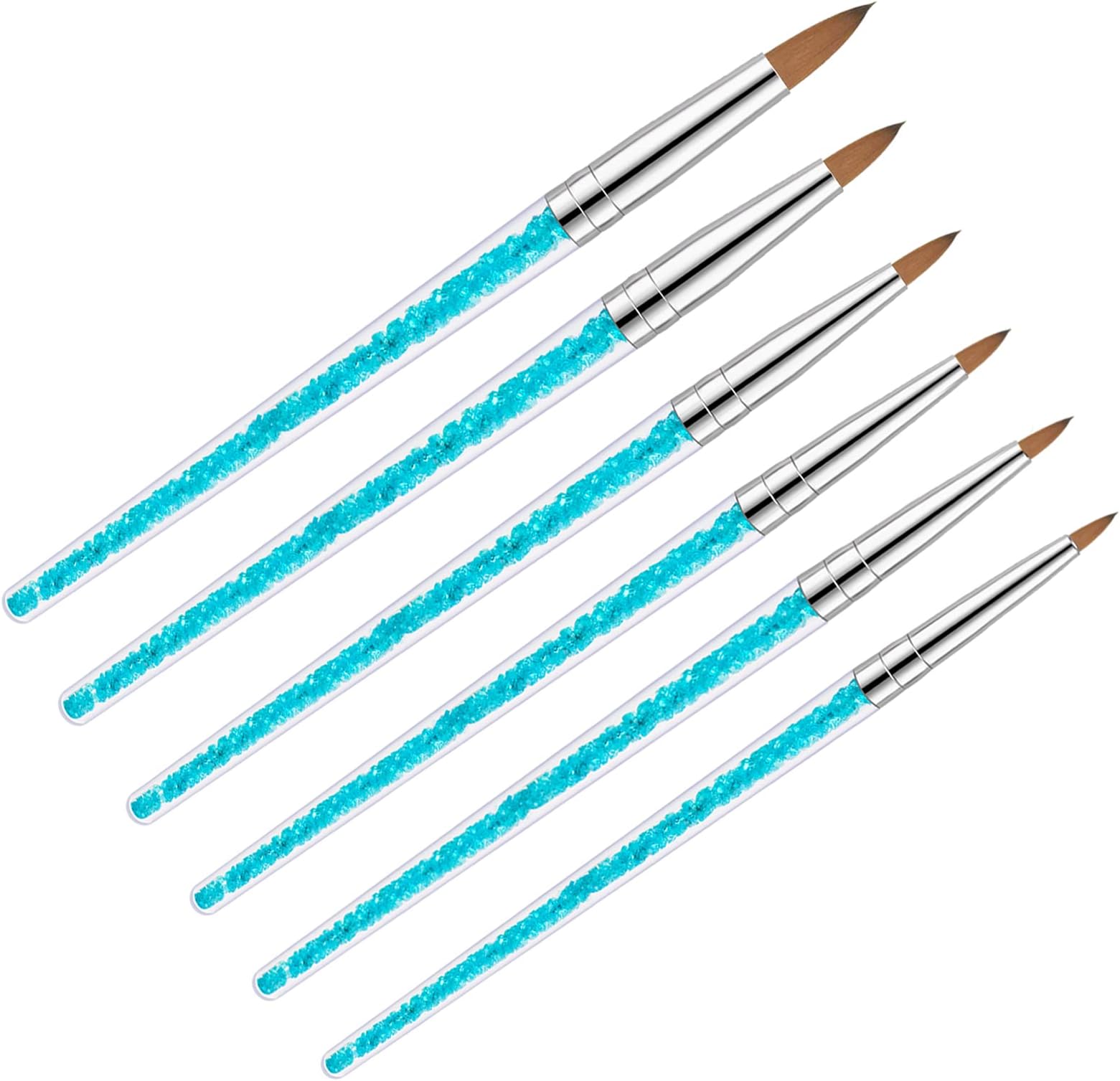 Function Nail Brush for Dotting Drawing Painting Tools Liner Design Nail Art with Glitter Handle (6Pcs)
