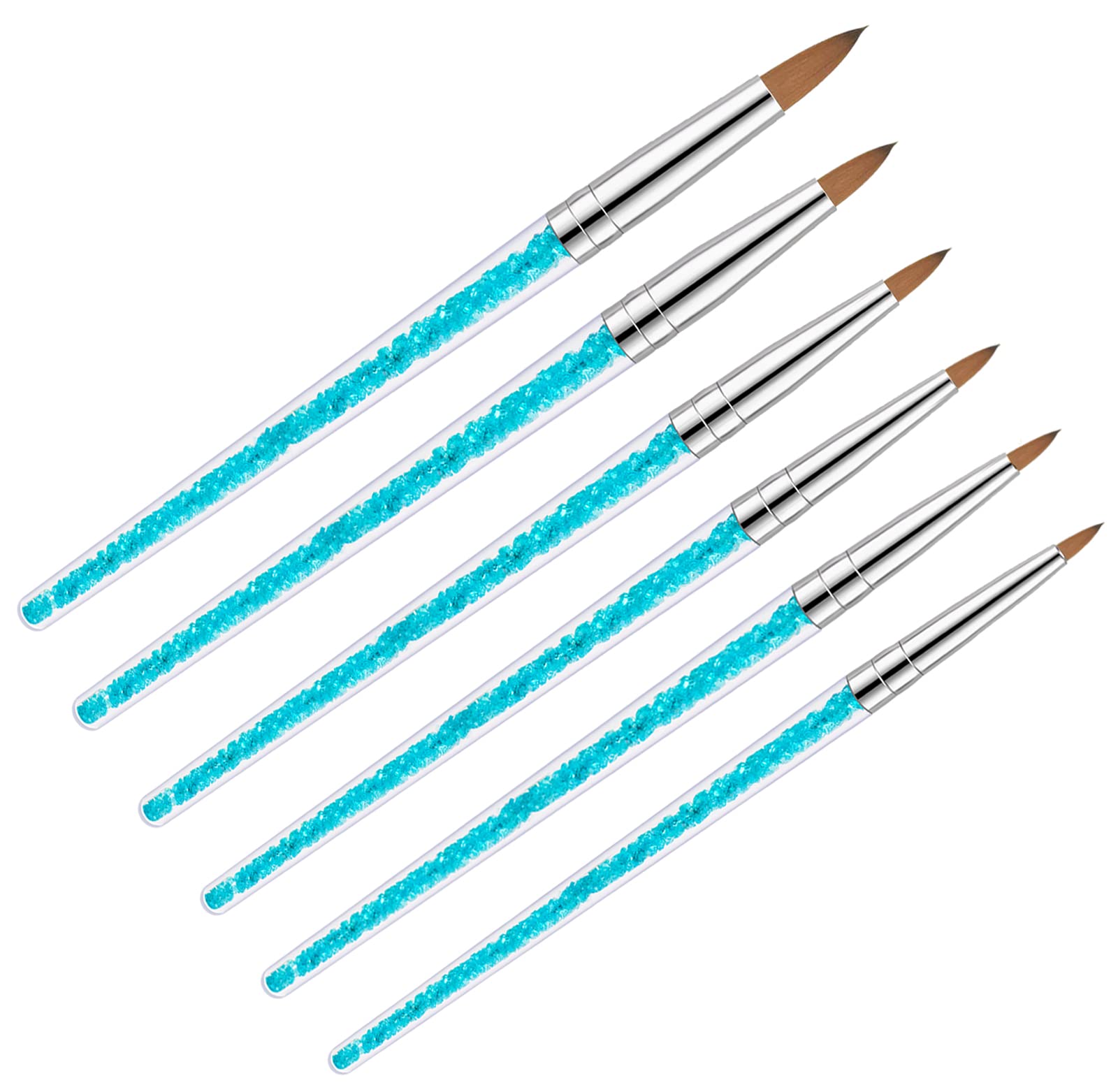 Function Nail Brush for Dotting Drawing Painting Tools Liner Design Nail Art with Glitter Handle (6Pcs)