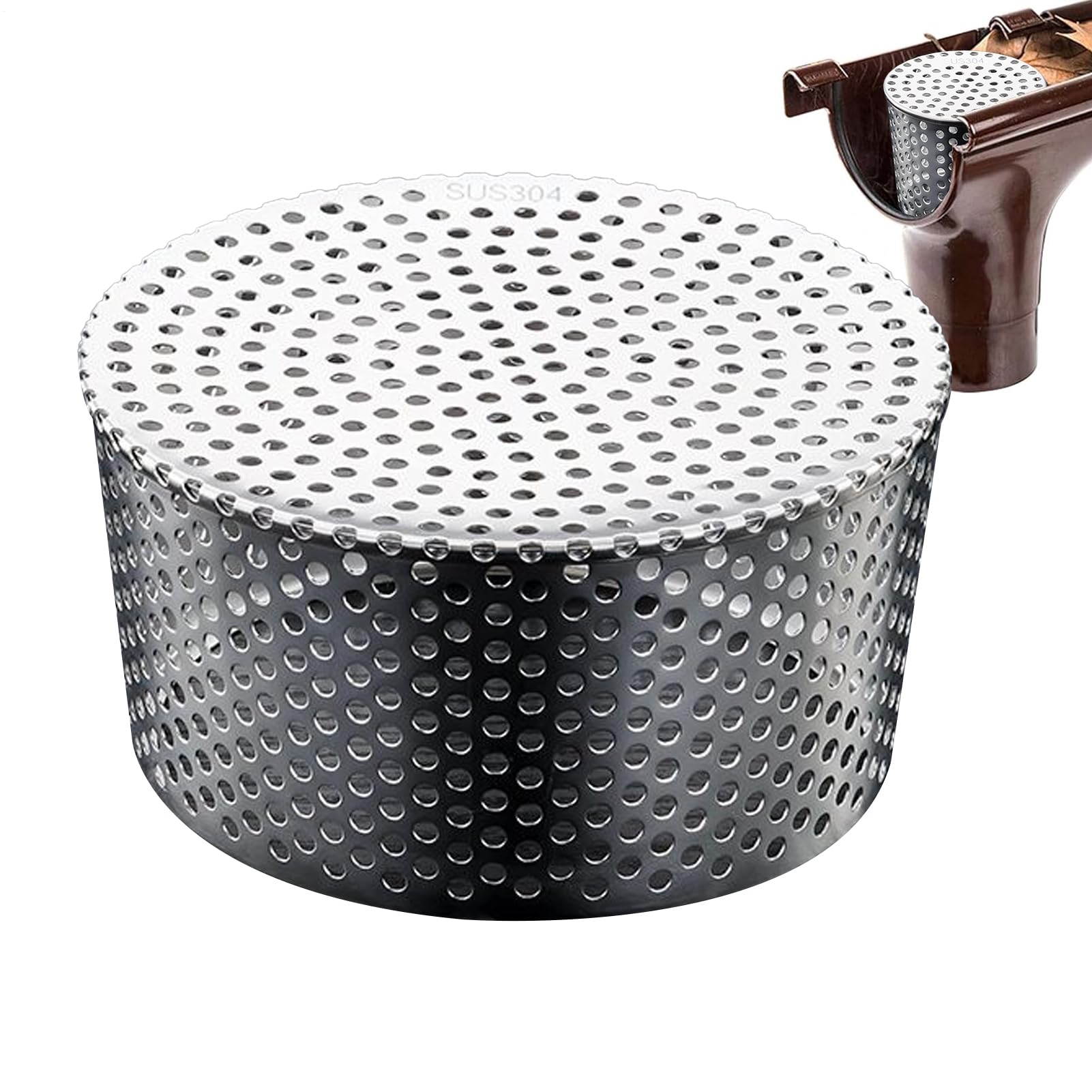 Gutter Guards - Drain Pipe Cover | Stainless Steel Downspout Strainer | Gutter Downspout Guard | Pipe Filter Cap | Stops Leaves Debris, Roof Drainage Cleaning Tool, Outdoor Drain Cover for Shed