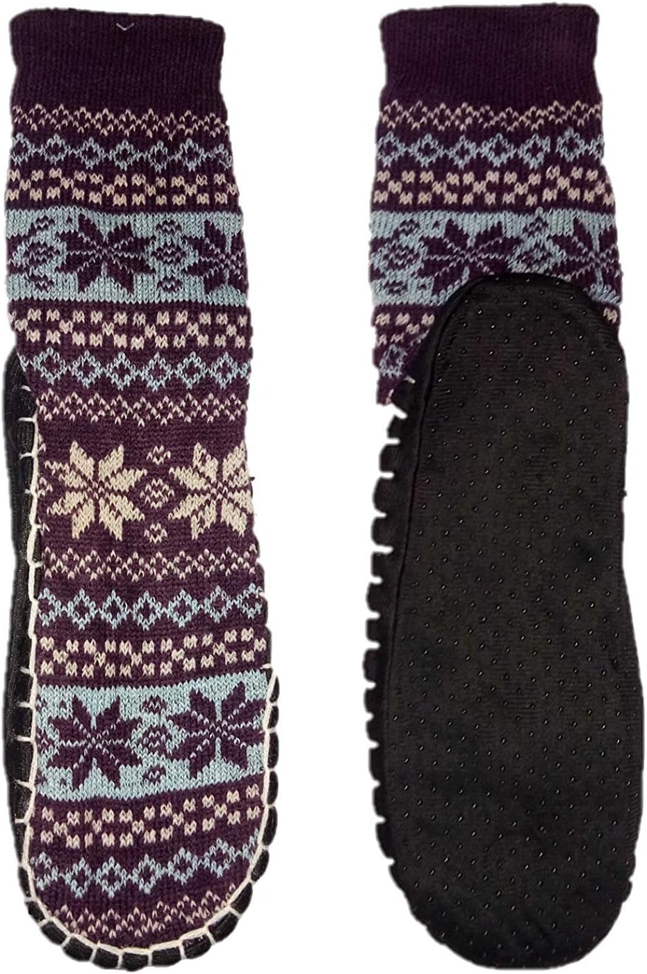 Warm Winter Slipper Socks for Women Ladies Sweet Girl Colorful Booties Slipper Socks Warm Socks for Indoor use - Soft Rubber Sole - B001