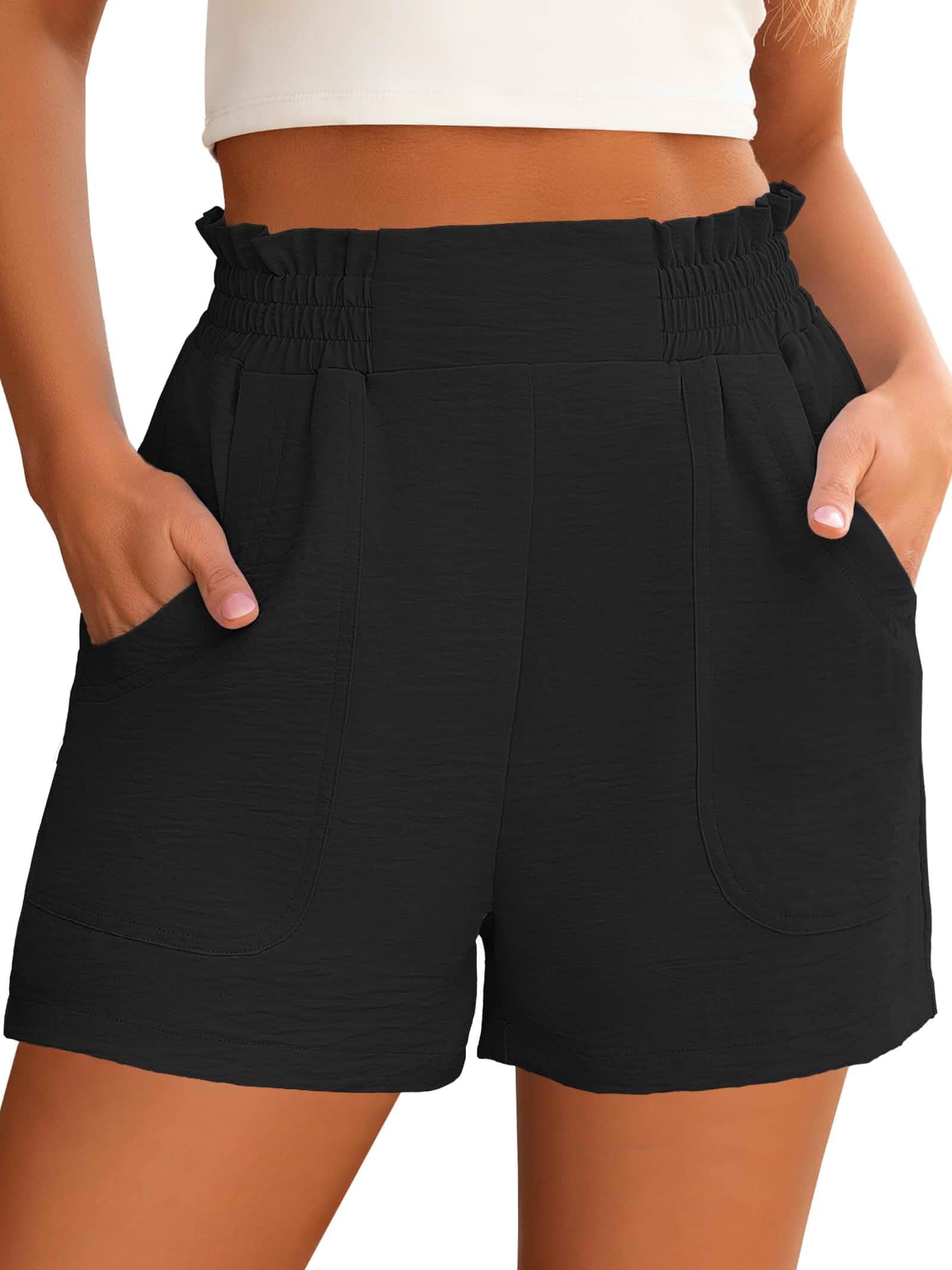 ANRABESS Shorts for Women Summer Casual High Waisted Wide Leg Beach Vacation Shorts with Pockets, Lounge Lightweight Dressy Clothing, Comfy Cute Trendy Daily Wear