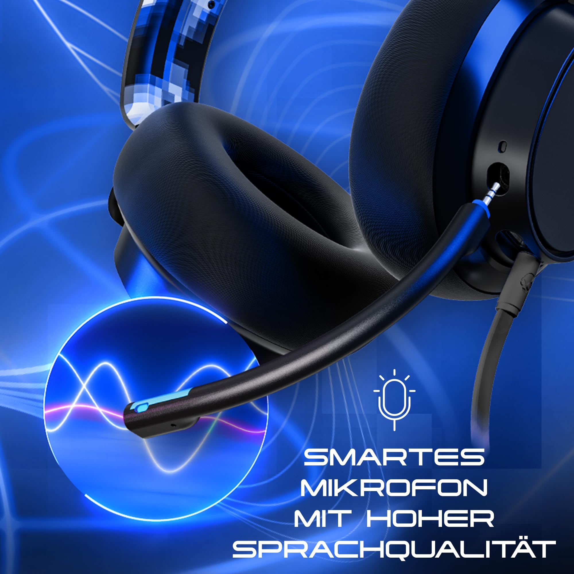 Skullcandy SLYR Pro Kabelgebundenes Multi-Platform Over-Ear Gaming Headset für Xbox, PlayStation und PC, Enhanced Sound Perception, KI-Mikro - Blau