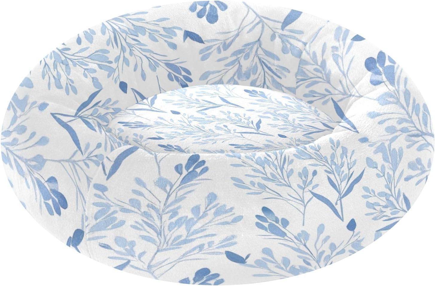 Dog Bed Ultra Soft Fluffy Comfortable Cat Bed, Tile Artistic Wildflower Washable Dog Beds Anti-Slip Round Pet Beds for Medium Dogs
