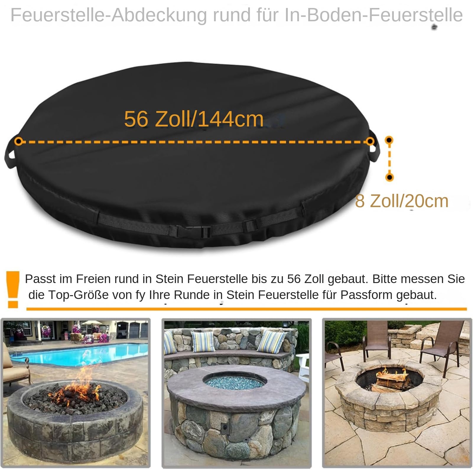 Copertura Per Braciere Da Esterno 600D Oxford Regolabile Resistente al e | Copertura Rotonda Per Braciere E Da Esterno per Giardino Cortile Patio Balcone Prato Prateria
