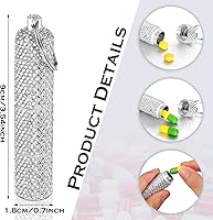 Vista 2 de Tioncy Pastillero portátil para llavero con diamantes de imitación, pequeño con purpurina, impermeable, con brillantina, de aluminio, reutilizable