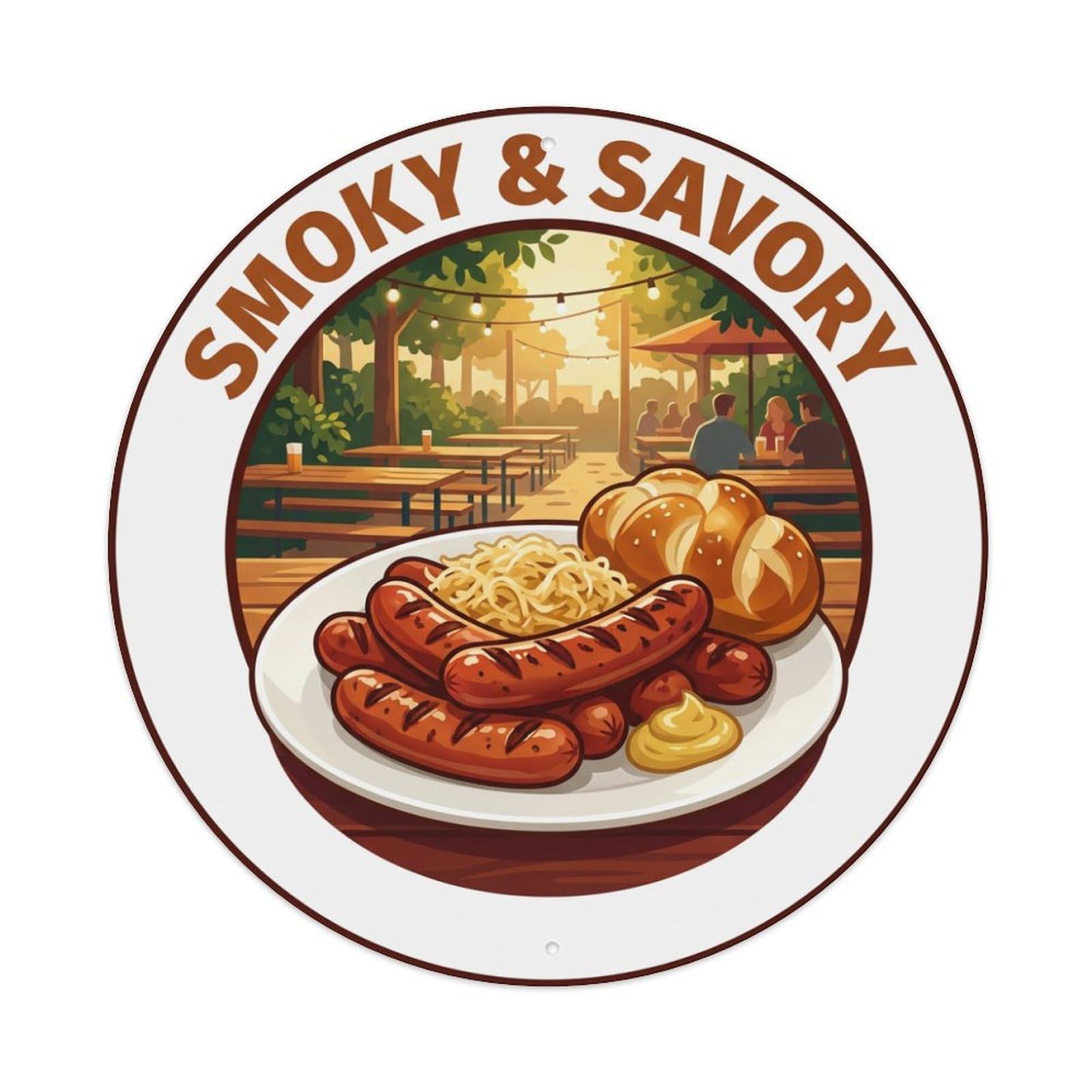 Metal Tin Sign Sausage Grill Gourmet Food