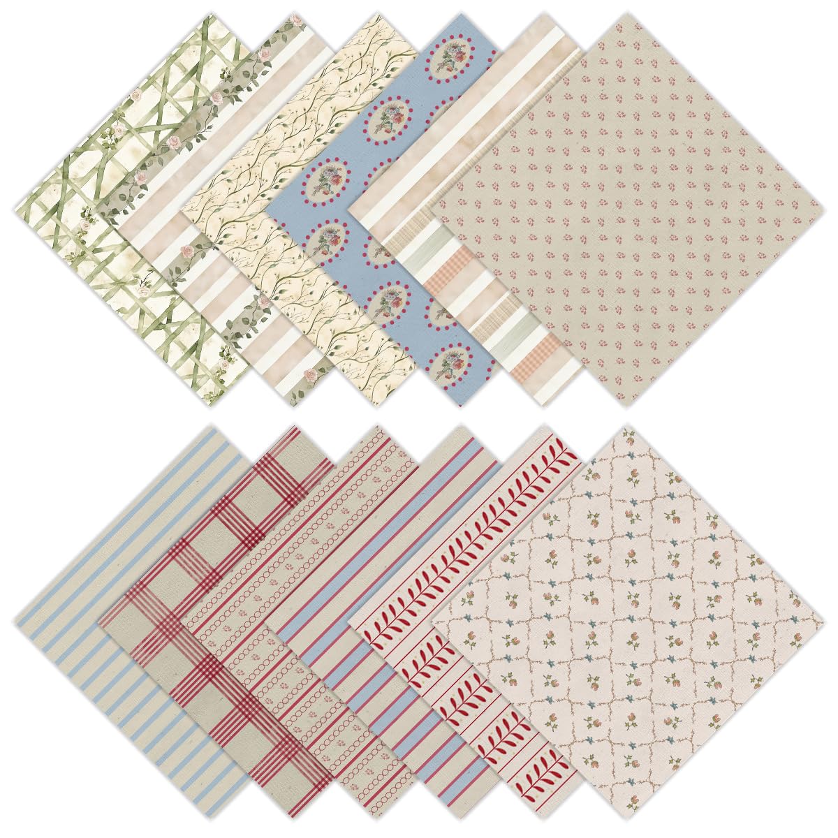 Vintage Stripe Scrapbook Paper Pad - 24 Sheets -2